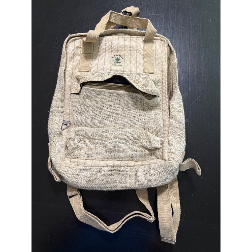 Rising International Himalayan Hemp Backpack Natural Stripe Made in Nepal